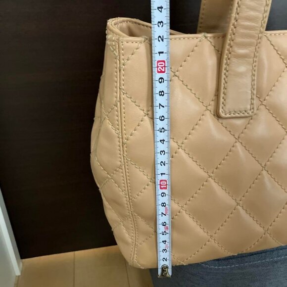 CHANEL CC Wild Stitch Vintage Quilted Shoulder Bag Tote Lambskin Light Beige - Picture 16 of 16